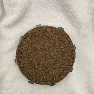 100% wool, felt and beads coiled spiral trivet decor